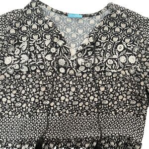 J. McLaughlin Maxi Dress Large Tiered Ling‎ Sleeve Floaty Beachy Boho